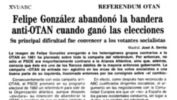 gonzalez abandona el no a la otan al ganar elecciones